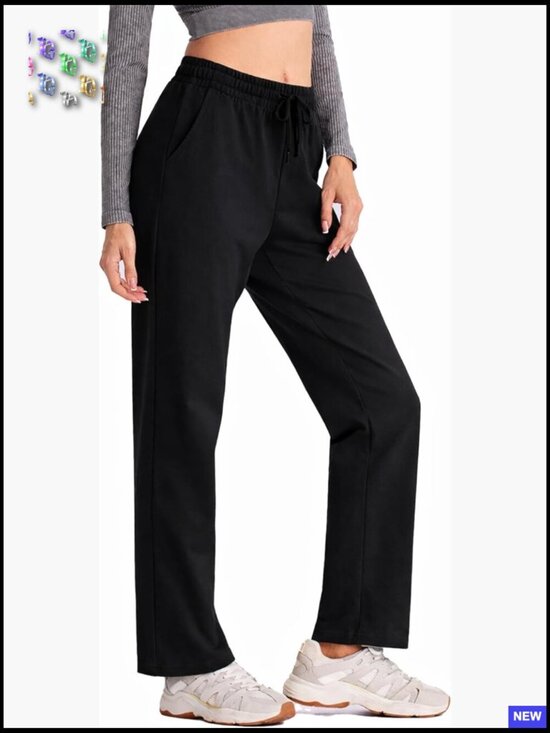 Pants - Women Yoga Sweatpants Wide Leg Cotton Drawstring Lounge Pants Leisure